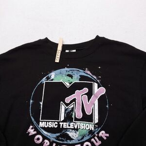 MTV World Tour Casual Long Sleeve Pullover Sweatshirt Womens Size M Black